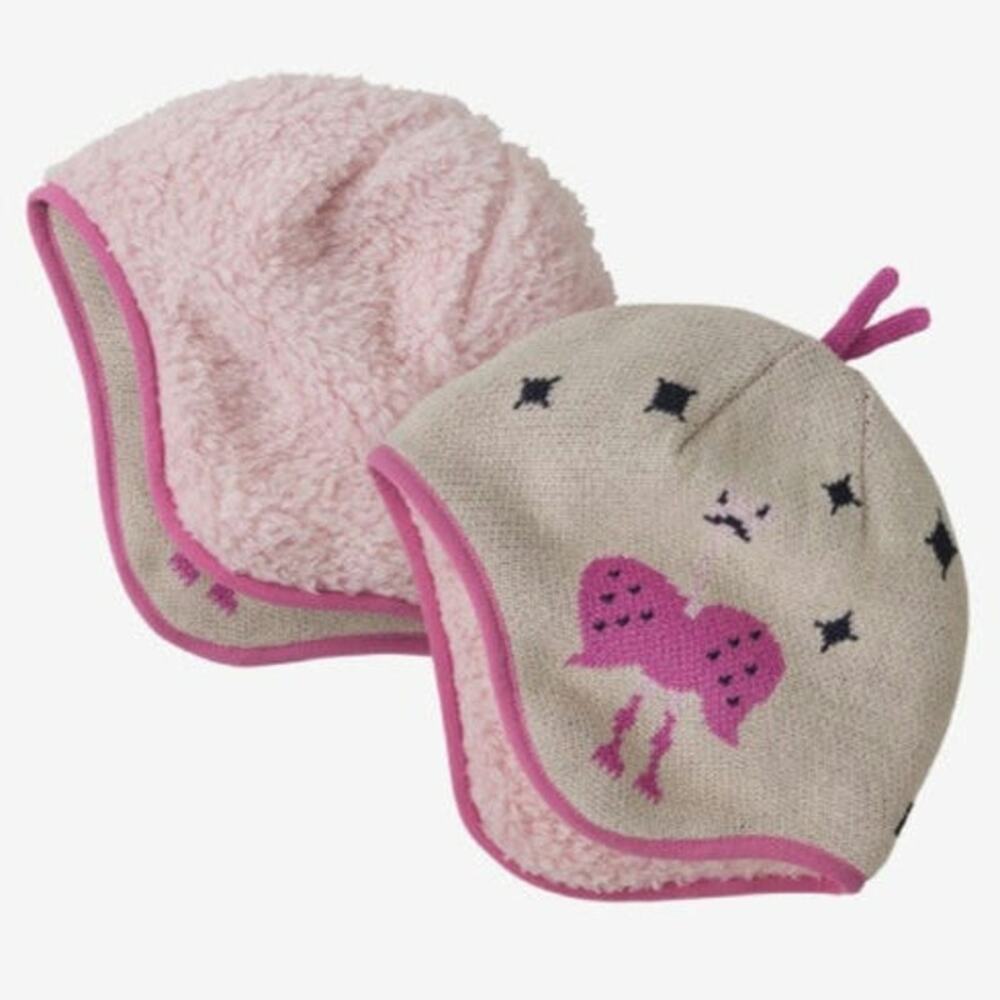Patagonia Baby Knit Hat Pink Fleece Lined Ostrich Graphic